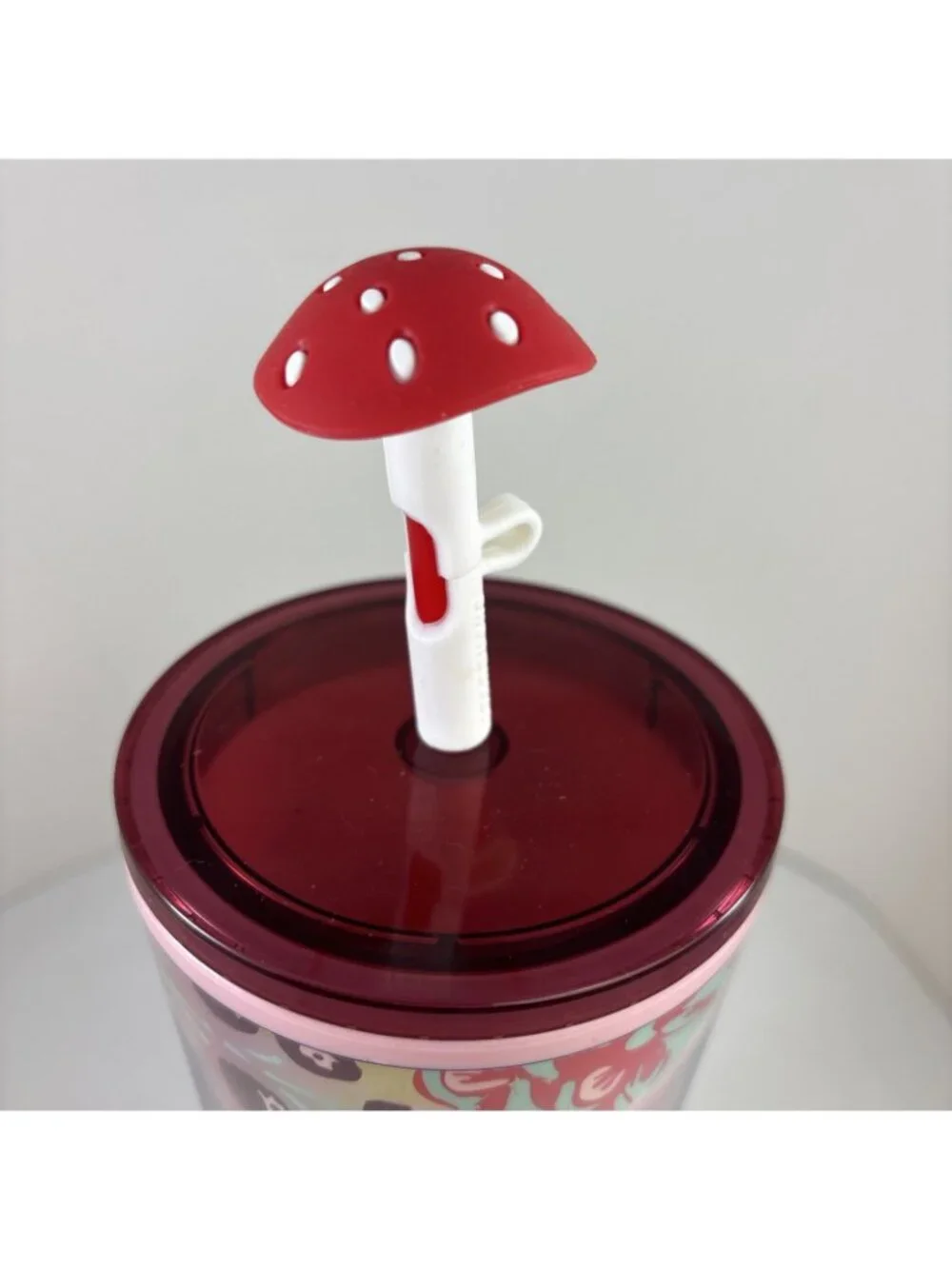 Starbucks Tumbler Cup Enchanted Forest Mushroom Topper Holiday 2022 24oz